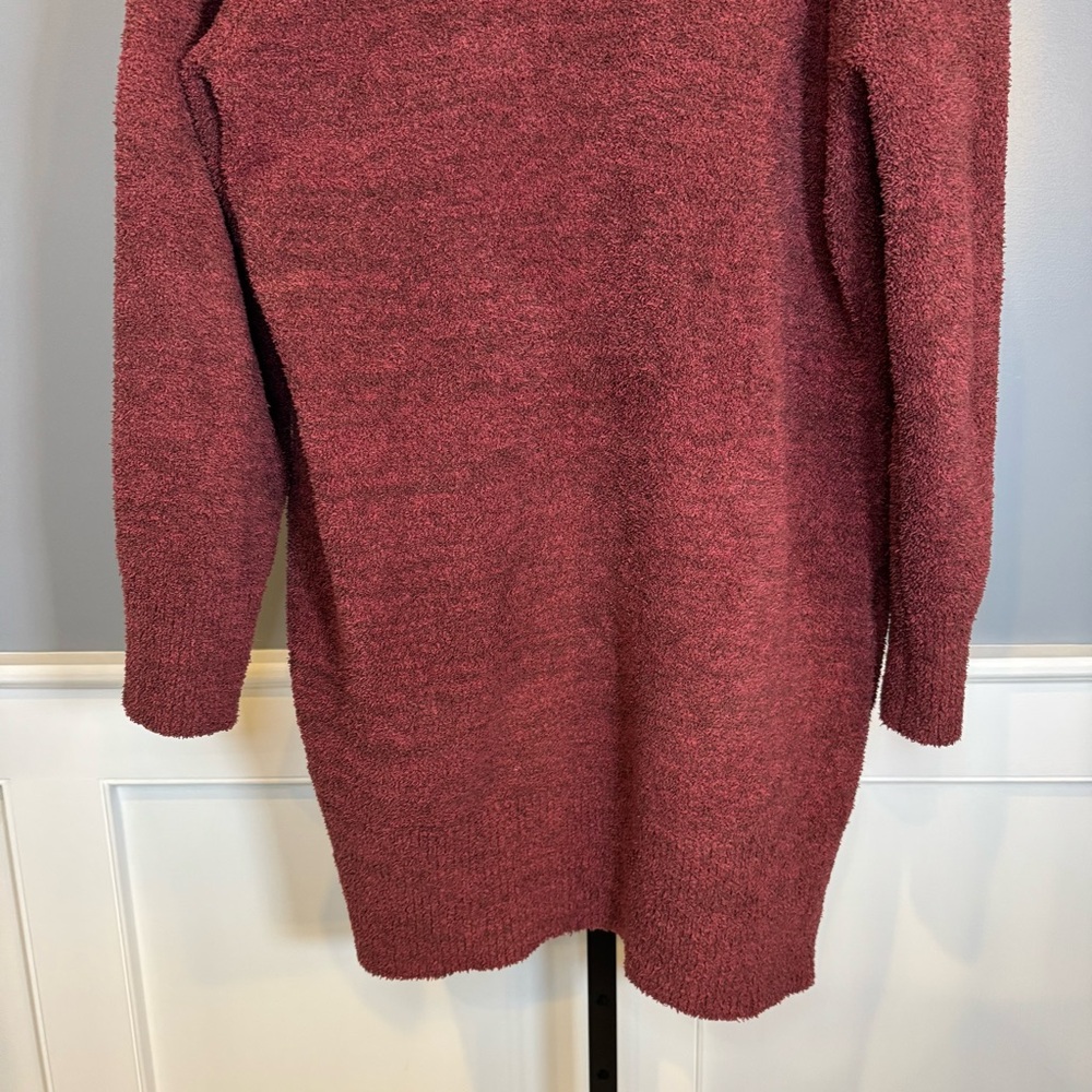 Barefoot Dreams Women CozyChic Cali Cardigan Size M Maroon Long Open Front - Picture 8 of 10